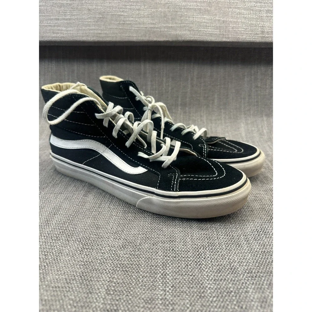 Vans Sk8-Hi Unisex M7.5/W9 Sneaker Black Suede High Top Lace Up Skateboard Shoes
